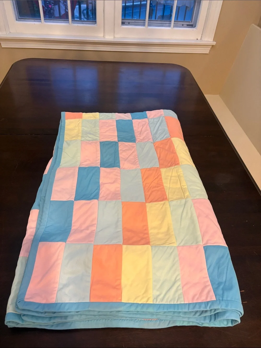 Vintage Handmade Pastel Patchwork Quilt